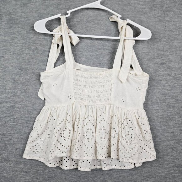 Madewell Women’s Lighthouse Rosalie Tie-strap Geo Eyelet Tank Top Sz XS - Picture 2 of 8